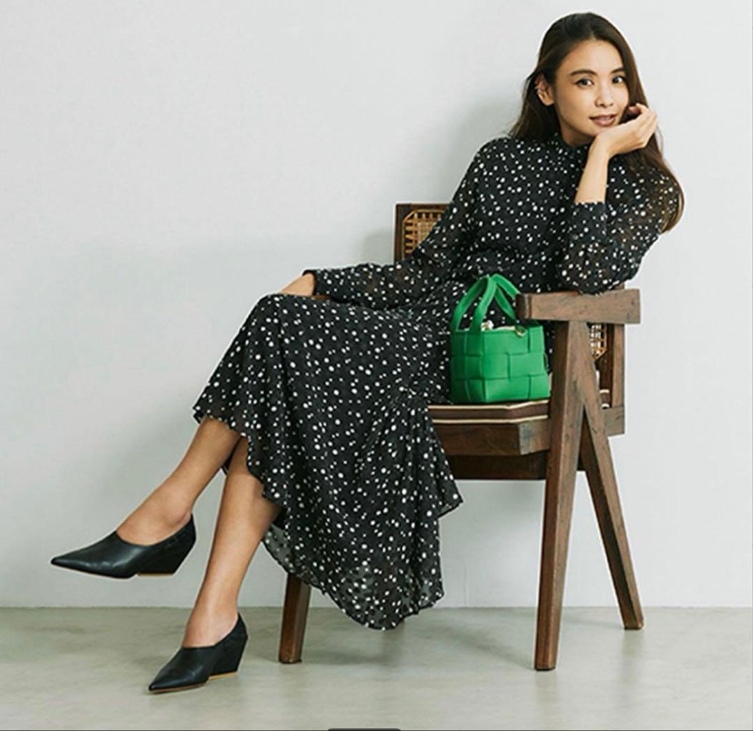 theory luxe シアー素材　ドット柄ブラウス　黒　38