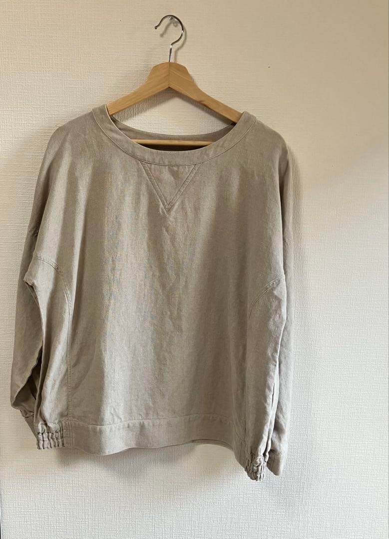 wafu.リネンスウェット／ 亜麻ナチュラル 袖クシュかわいい★
