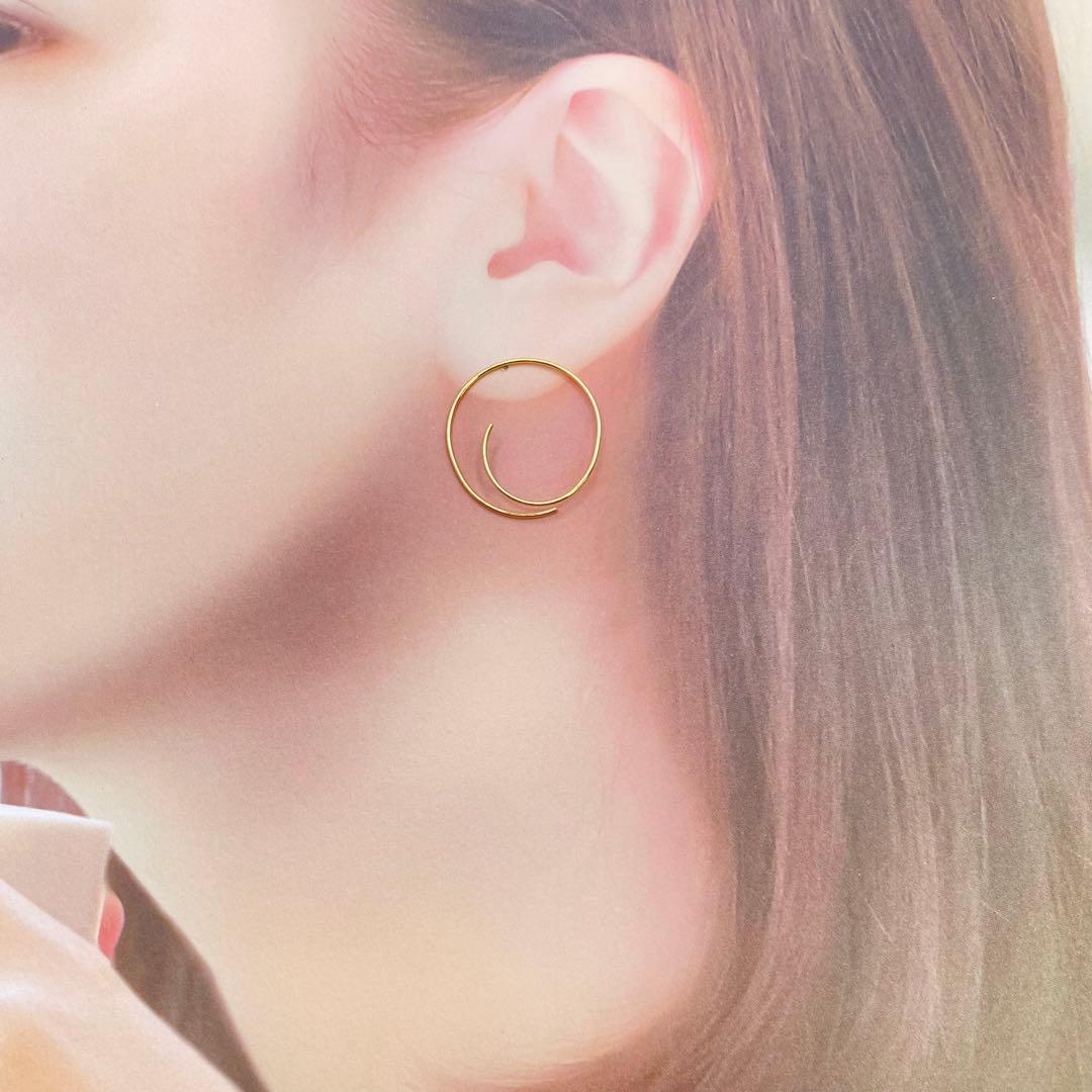 専用　18 刻印❤️ロングサークルピアス✨18金✨0.74g イエローゴールド