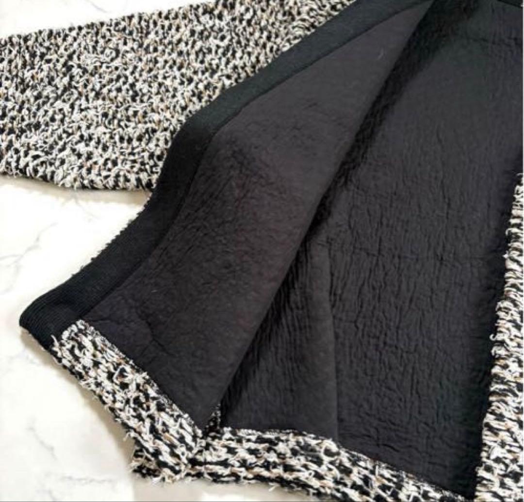 ミラオーウェン ミックスツイードニットカーディガン