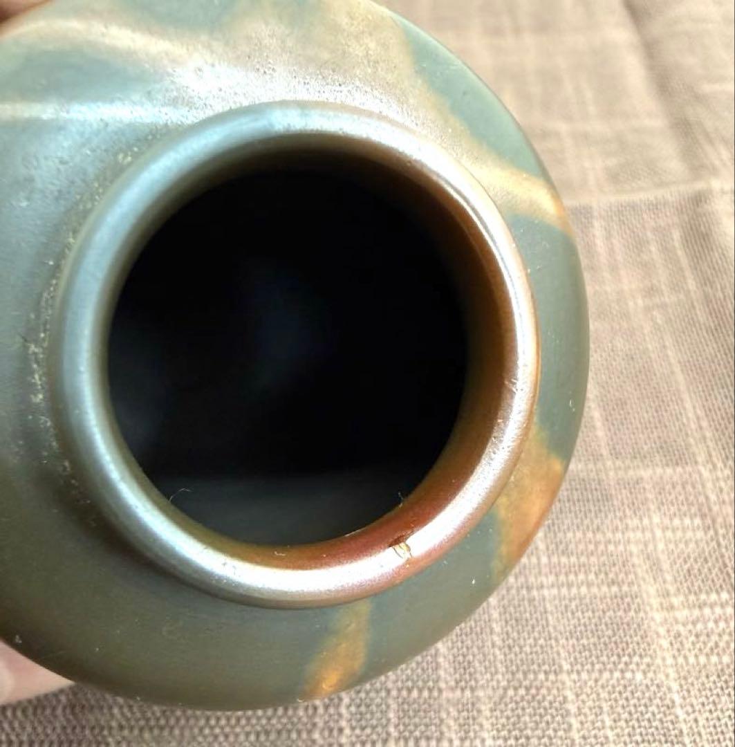 小西陶古　備前茶入　共箱　笹蔓緞子　備前焼　伊部　美品