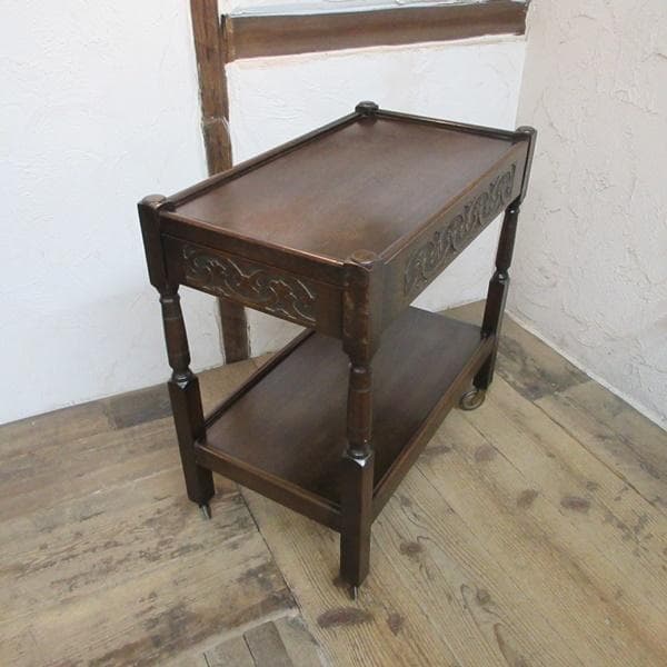 イギリス アンティーク 家具 キッチンワゴン トロリー 引き出し付き 6890d