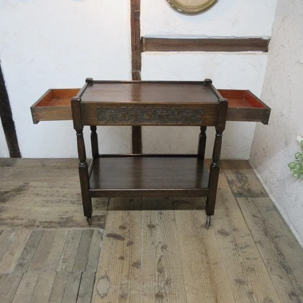 イギリス アンティーク 家具 キッチンワゴン トロリー 引き出し付き 6890d