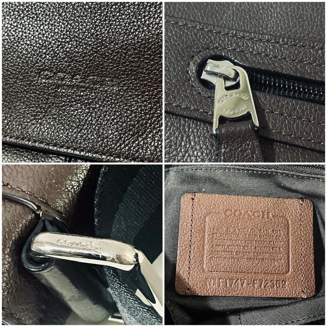 美品 COACH コーチ ショルダーバッグ レザー ダークブラウン F72362