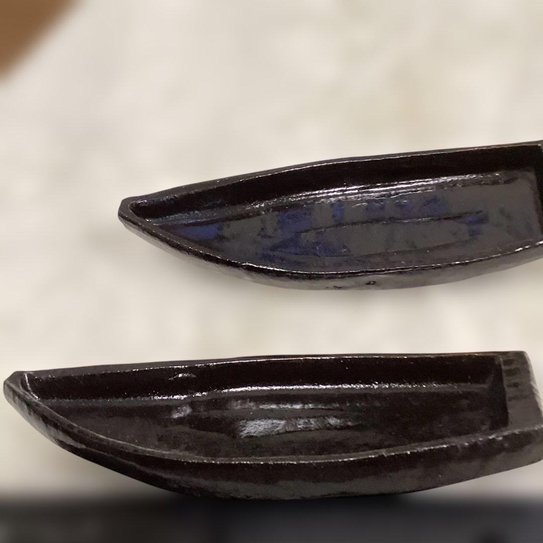 黒釉舟形向付　前菜皿　10客　新品未使用