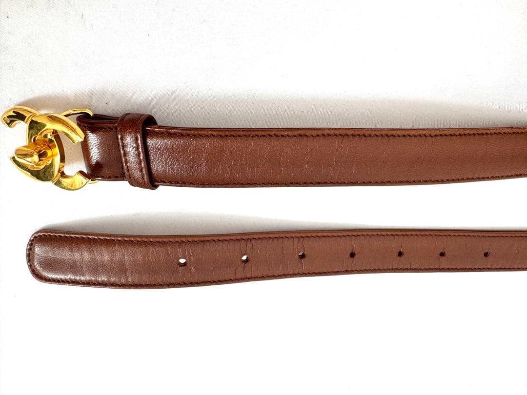 シャネル CHANEL ベルト ターンロック ココマーク レザー ブラウン