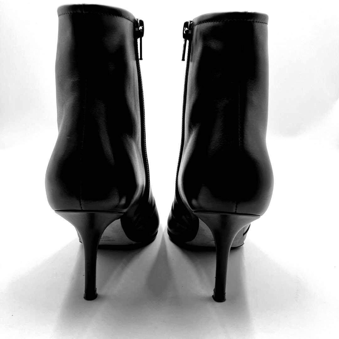 【m】ペリーコ レザー ショートブーツ 黒 36 サイドジップ イタリア製