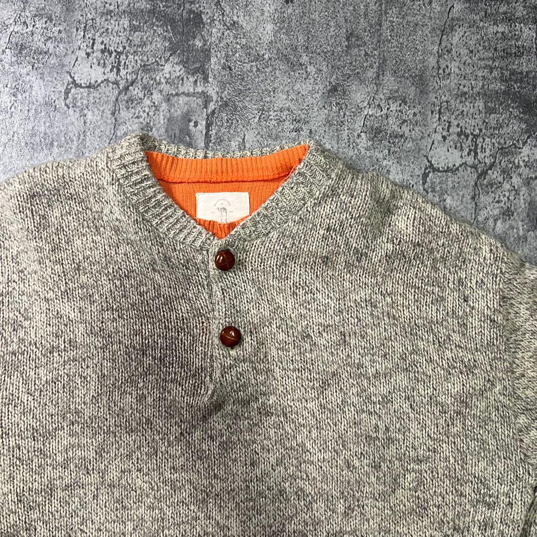 【vintage】希少　USA製　ヘンリーネックニット　グレー　古着　一点物