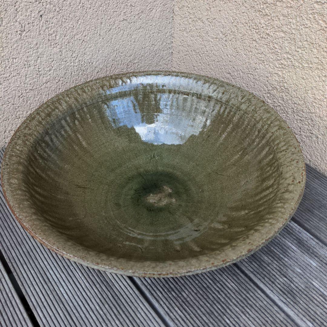 藤井達吉　 陶器　 丸型鉢 メダカ鉢　水鉢　睡蓮鉢　大型　洗面ボウル　木箱付き