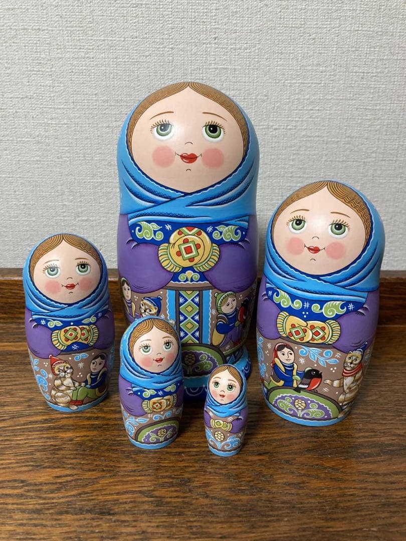 【30ロシア雑貨☆マトリョーシカ『Russian Winter』5Pオリガ作