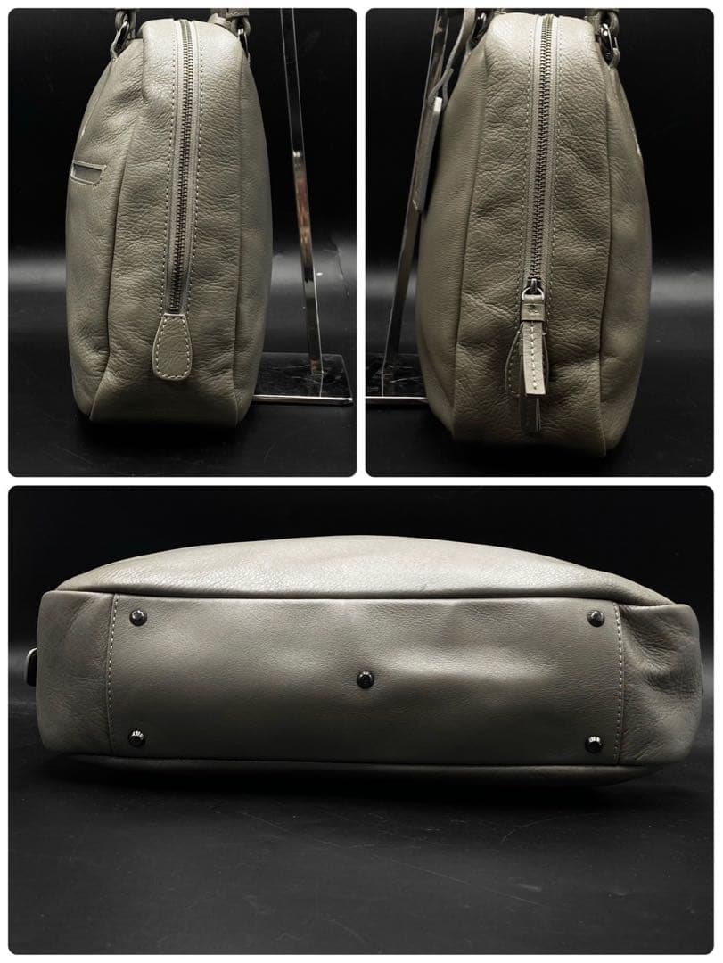 【美品】土屋鞄 クラルテサージュ ビジネスバッグ A4収納可 グレージュ