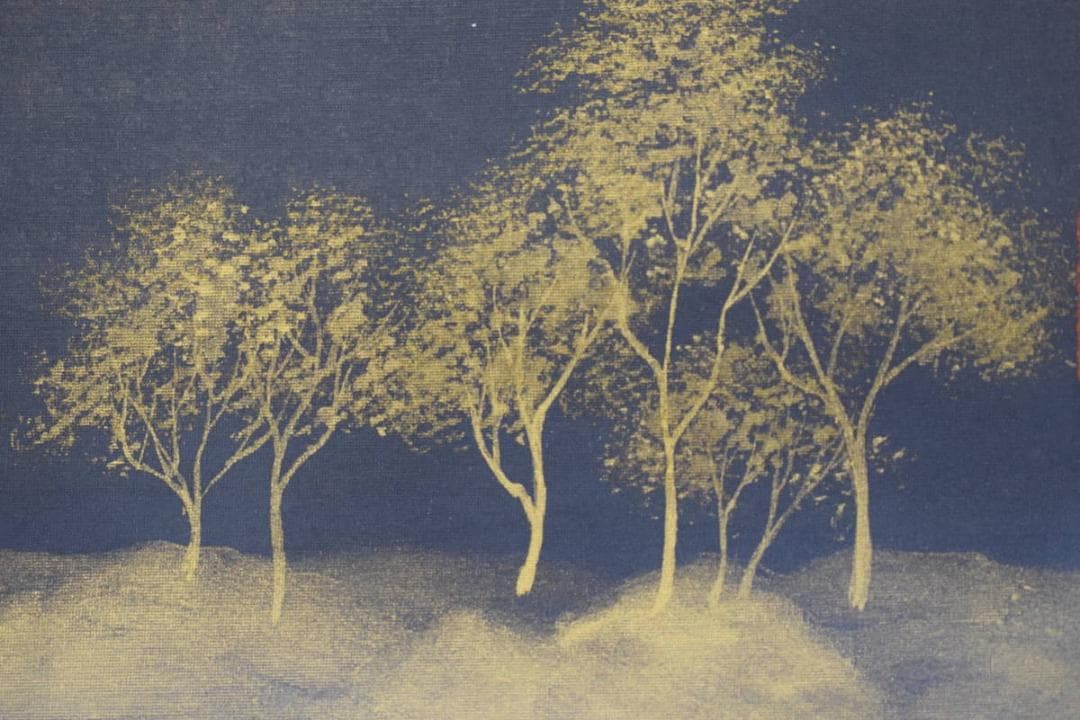 【真作】岡本珠洸/富獄図/富士山図/横物/掛軸☆宝船☆Y-701　JM