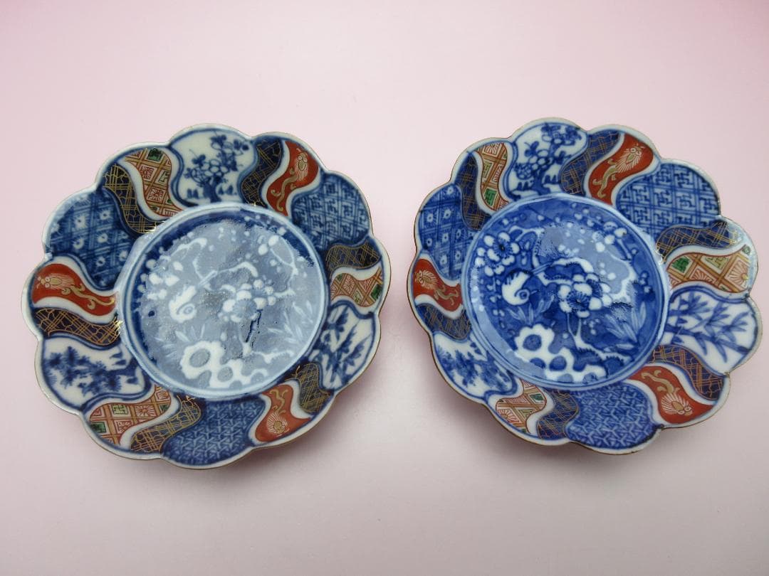 松竹梅 花鳥紋 祥瑞手風 小皿12枚 レトロ アンティーク MOR70627