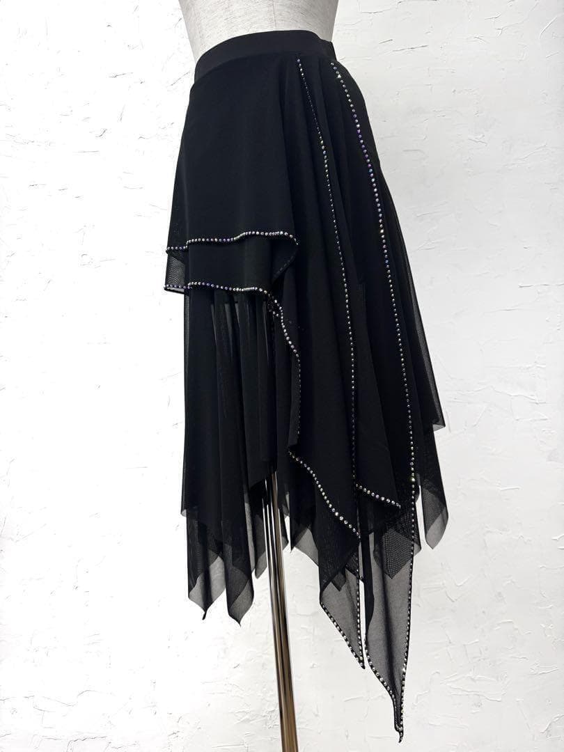 【ラテン】新品　ラインストーン　段々ラテンスカートr328