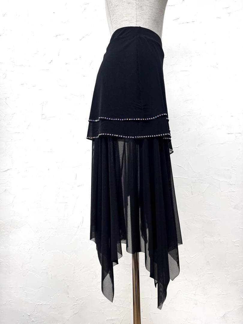 【ラテン】新品　ラインストーン　段々ラテンスカートr328