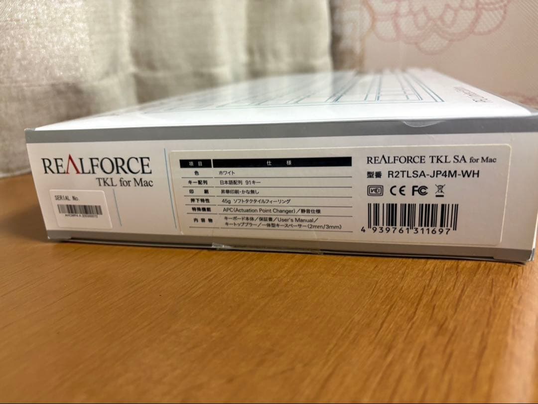 REALFORCE for Mac テンキーレス　R2TLSA-JP4M-WH
