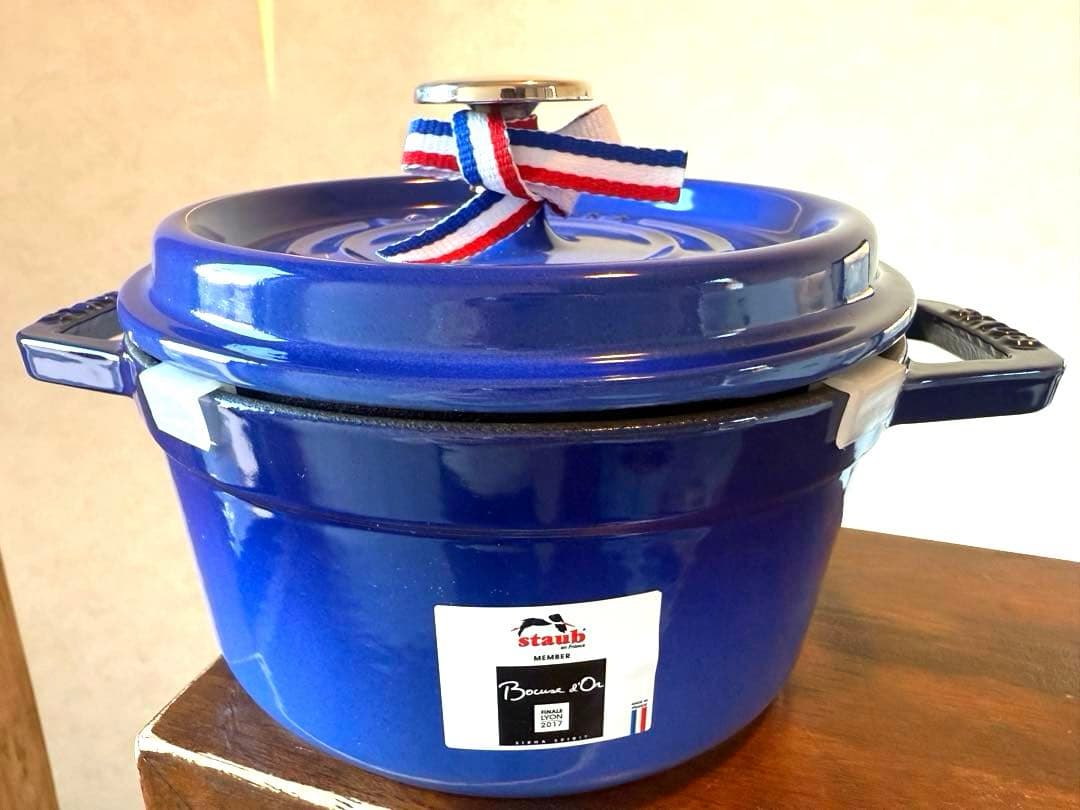 ストウブ希少限定ロイヤルブルー新品ラウンドココット１６ｃｍ箱＆生涯保証付