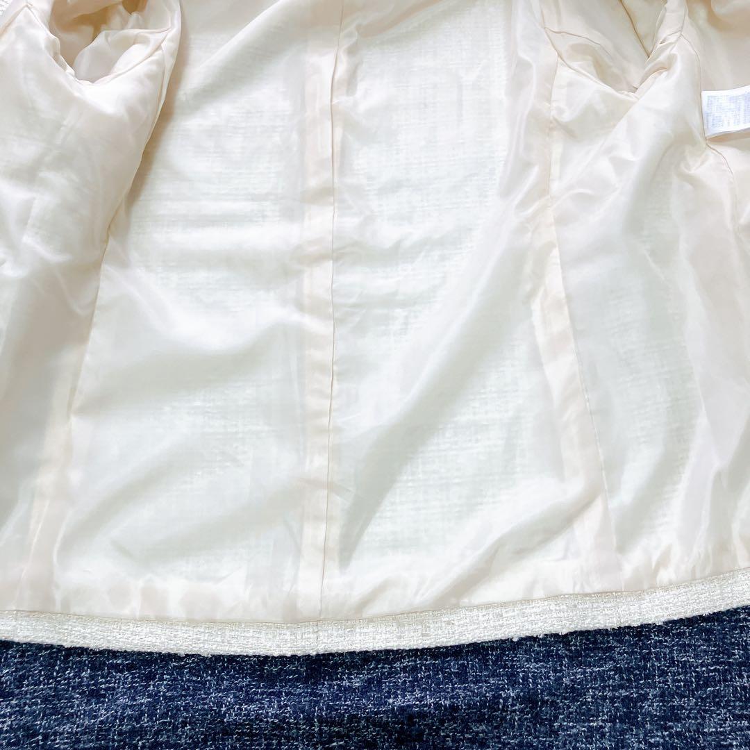 エニィスィス　24AW ツイードノーカラーミドル ジャケット　金ボタン　M