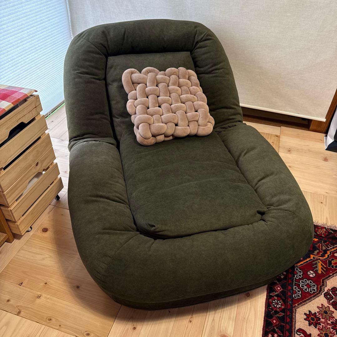 お気に入りだった包み込まれる『モスグリーン　1人掛け 低反発ソファ ベッド』