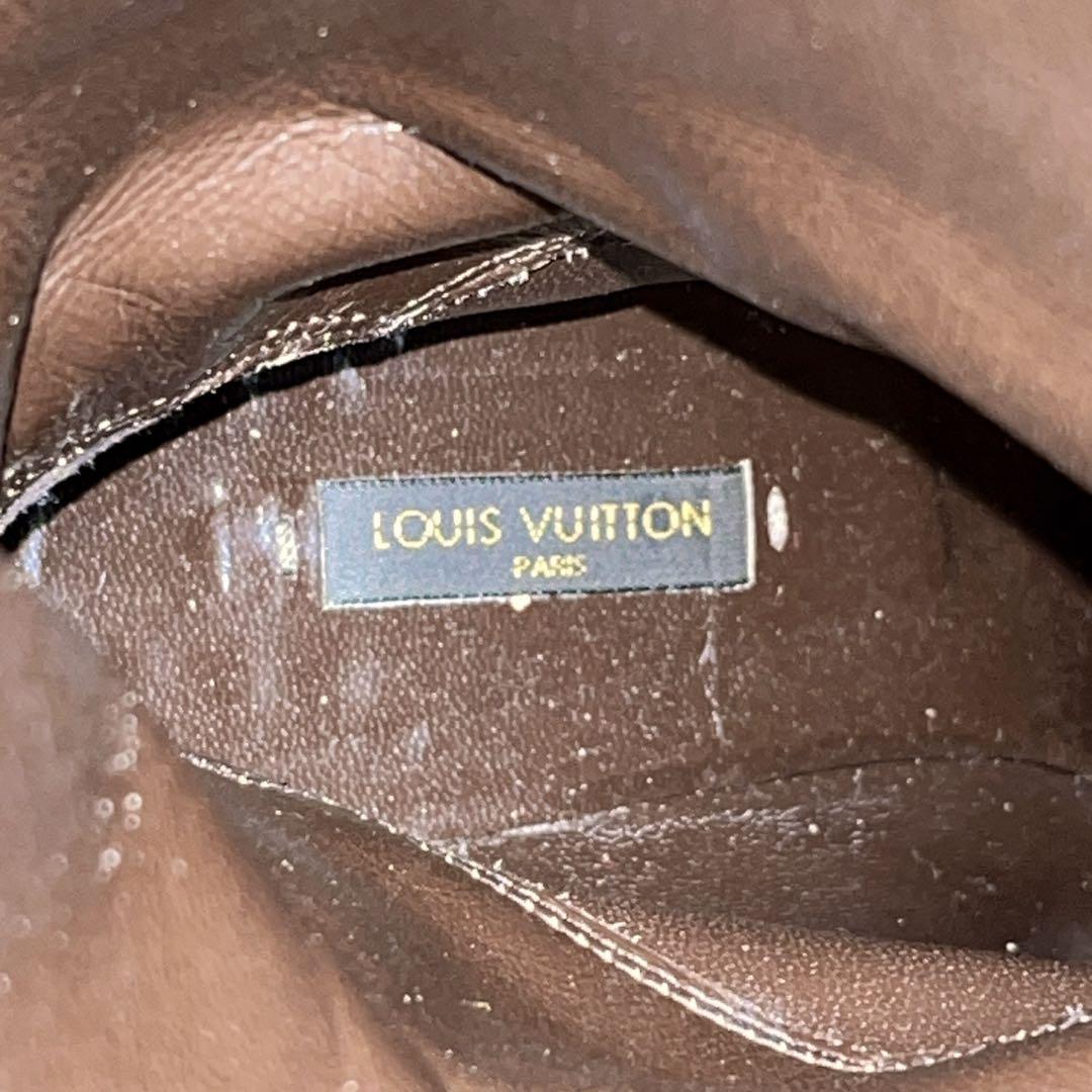 ルイヴィトン　ロングブーツ　LVロゴ金具　ベルトデザイン　ブラウン　レザー　36