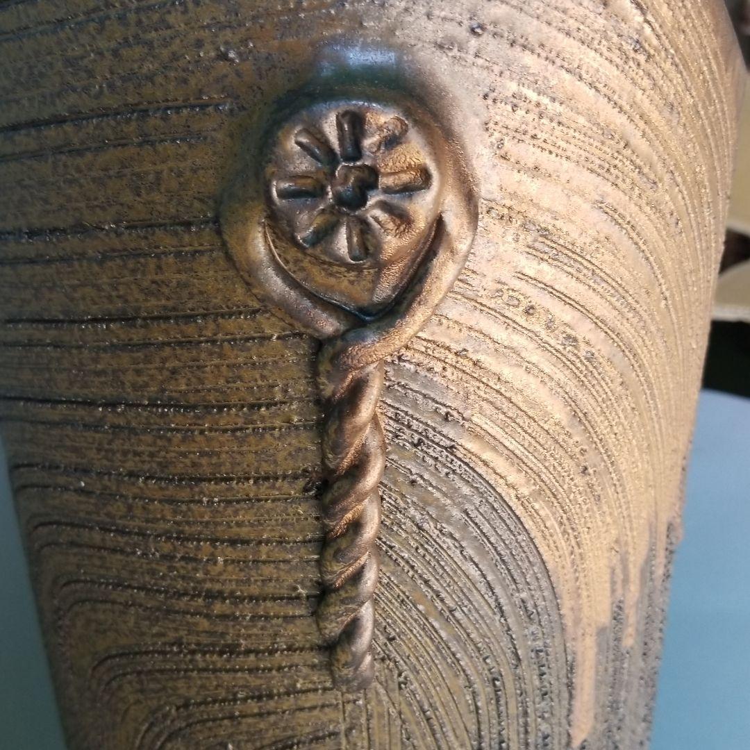 信楽焼傘立て  金彩手桶 高さ４５cm