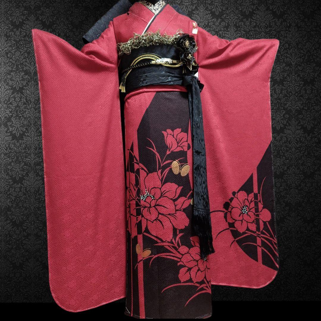 新品未使用！振袖フルセット・成人式・総絞り・大輪花模様・金彩加工・モダン