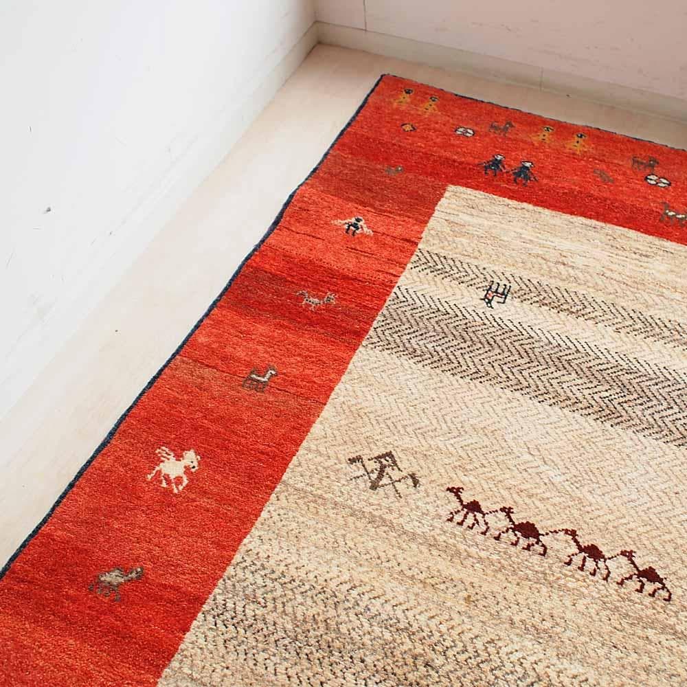 ギャッベ 150cm × 207cm ウールラグ カーペット ZR24260