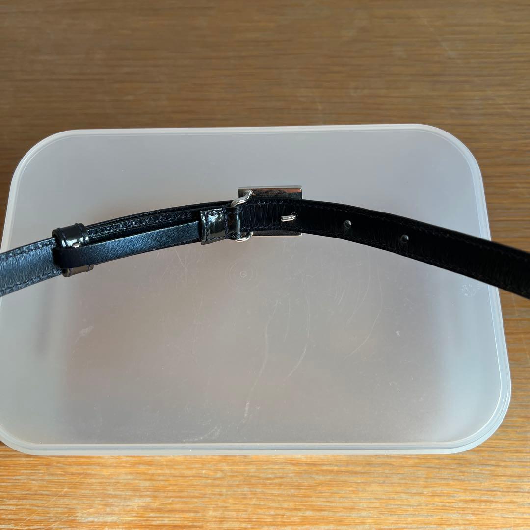 [ラストプライス]GUCCI本革スリムベルトネイビーブルー