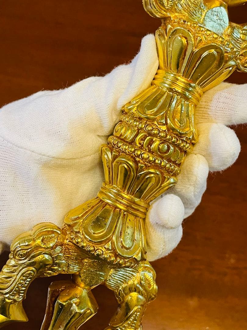 新品 未使用 法具 24金張 三鈷杵 ヴァジュラ 特大 サイズ約23㎝