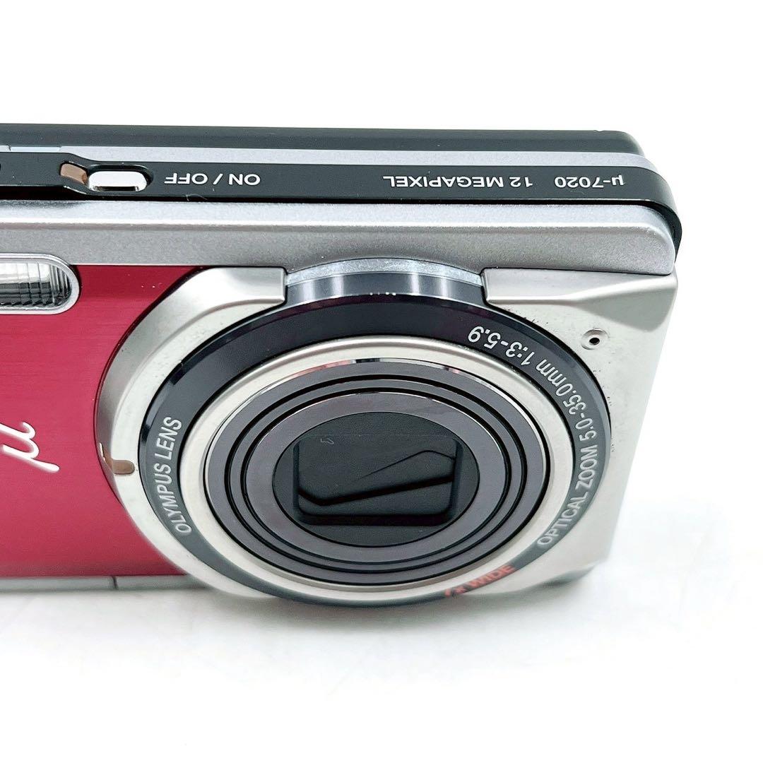 ほぼ新品 付属品完備 オリンパス μ-7020 デジタルカメラ デジカメ レッド