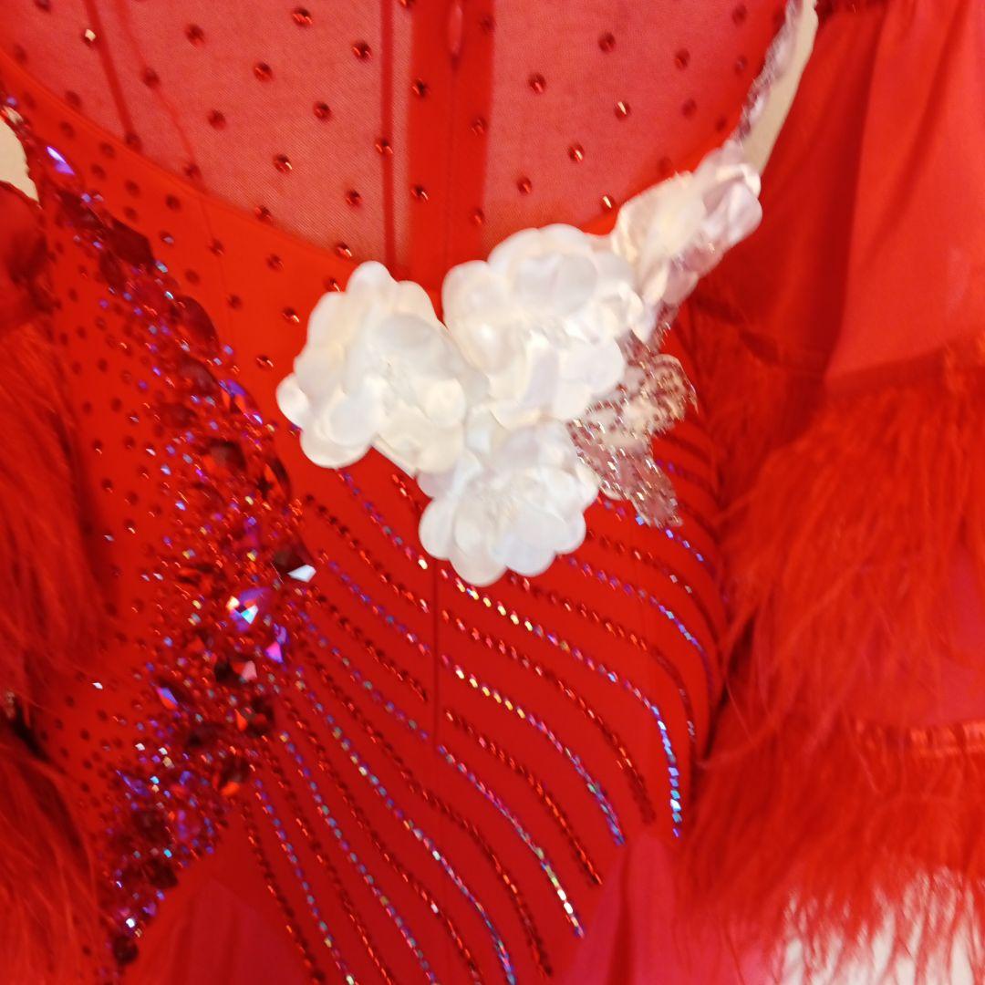 専用✨️豪華オーダー✨️社交ダンススタンダードドレス（Ｌサイズ）赤&白グラデー