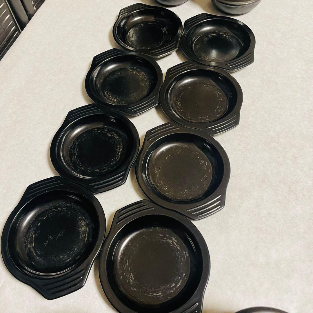 韓国 直火用 トゥッペギ（뚝배기）12cm 8個＋専用受け皿8枚セット