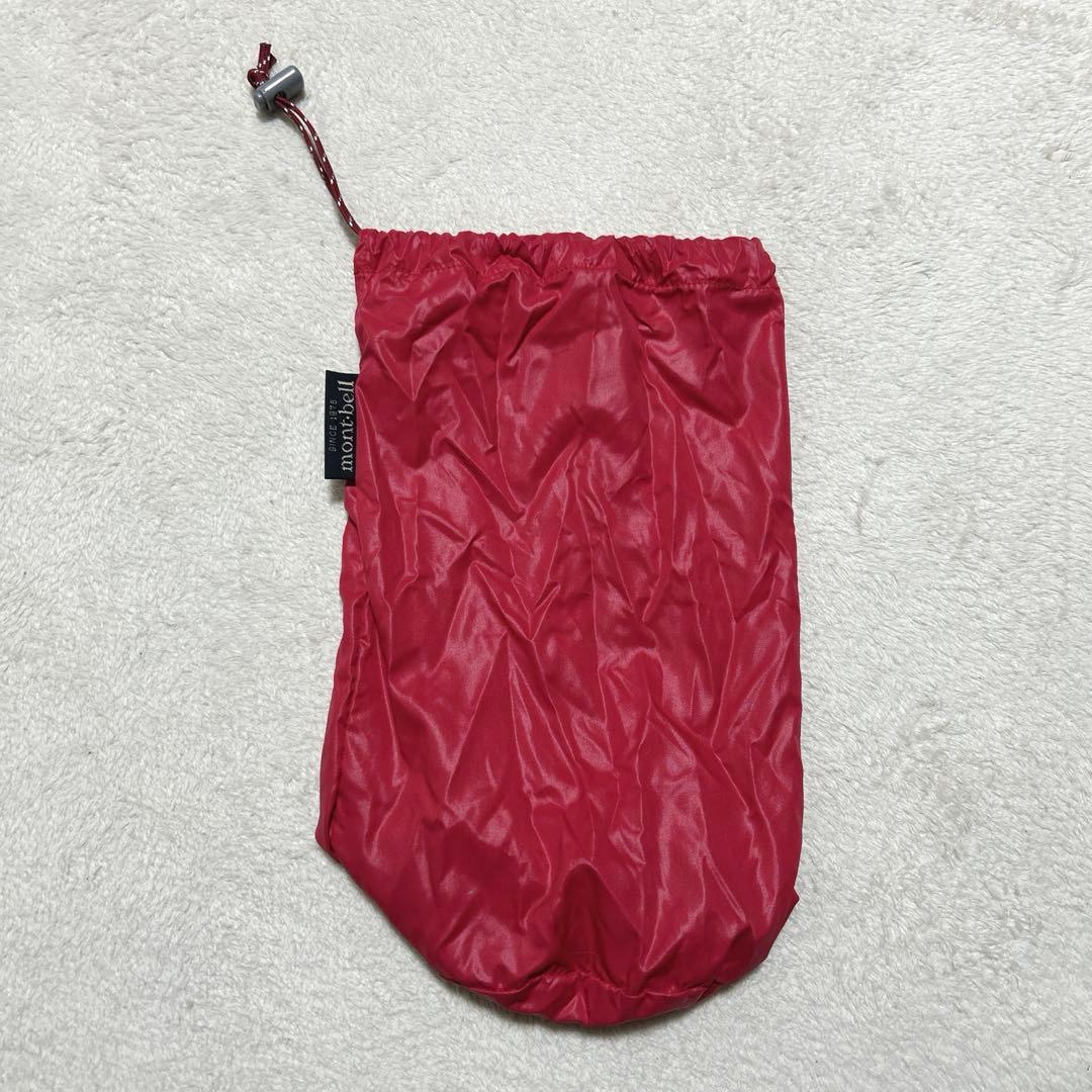 美品 モンベル down jacket parka green/red 収納袋付