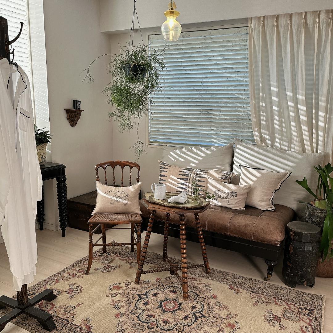 トルコ ヴィンテージラグ A104 レア ベージュ ピンク ブルー メダリオン