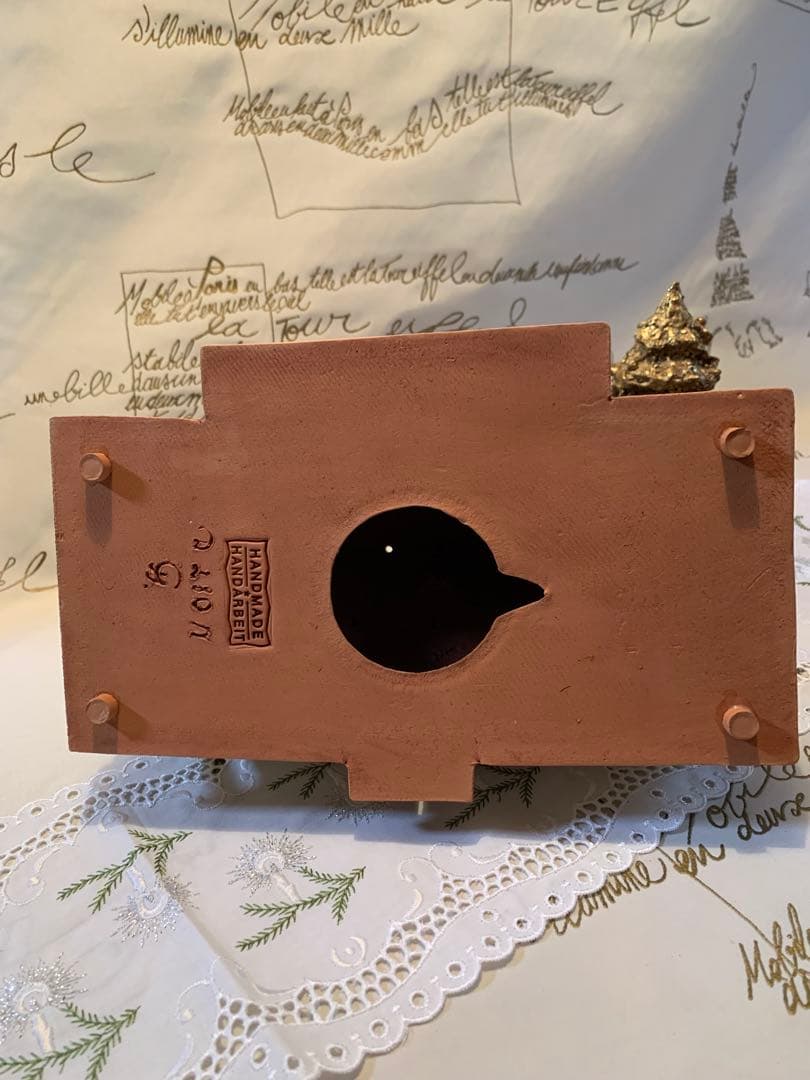 ドイツ製　置物　レアな大型の未使用の陶器のキャンドルハウス細かく作られて可愛い！