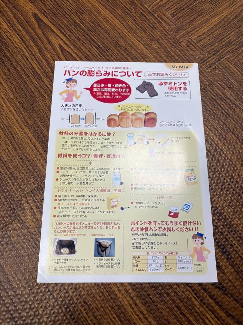パナソニック ホームベーカリー SD-MT4-W 1斤タイプ　イースト17袋つき