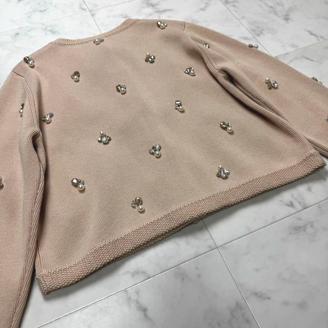 【極美品】 anuans アニュアンス ノーカラービジューニットジャケット