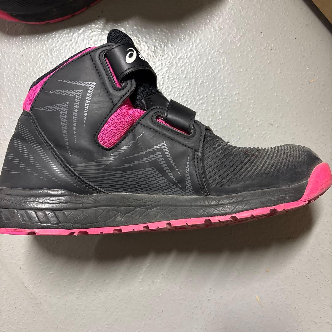 asics ハイカット安全靴 黒/ピンク