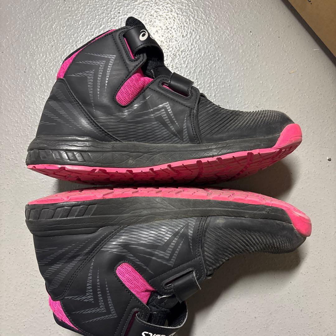 asics ハイカット安全靴 黒/ピンク