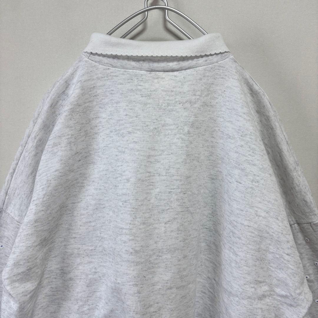 USAvintageアメリカ古着発泡プリントくまちゃんりんごお花襟付きスウェット