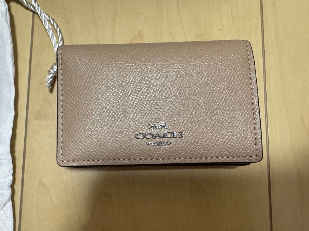 【箱無し】COACH コーチ 名刺入れ カードケース レディース ベージュ