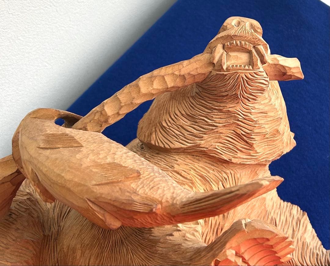 日川清作 トゥムシ彫り 木彫熊 1989年 北海道阿寒湖 3.4kg 37cm
