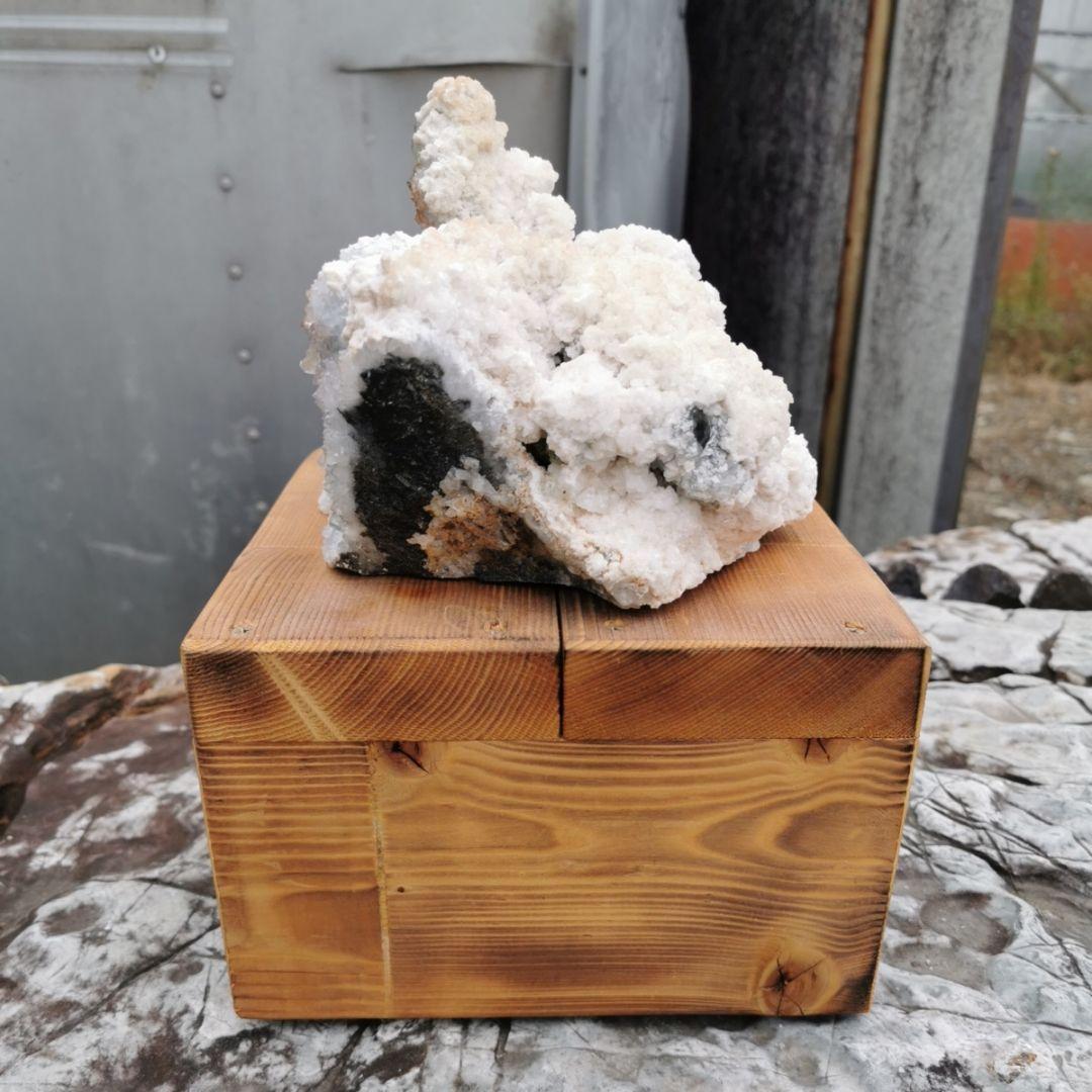 フローライト＆水晶クラスター　共生鉱物　鑑賞石　石　置物　オブジェ　インテリア