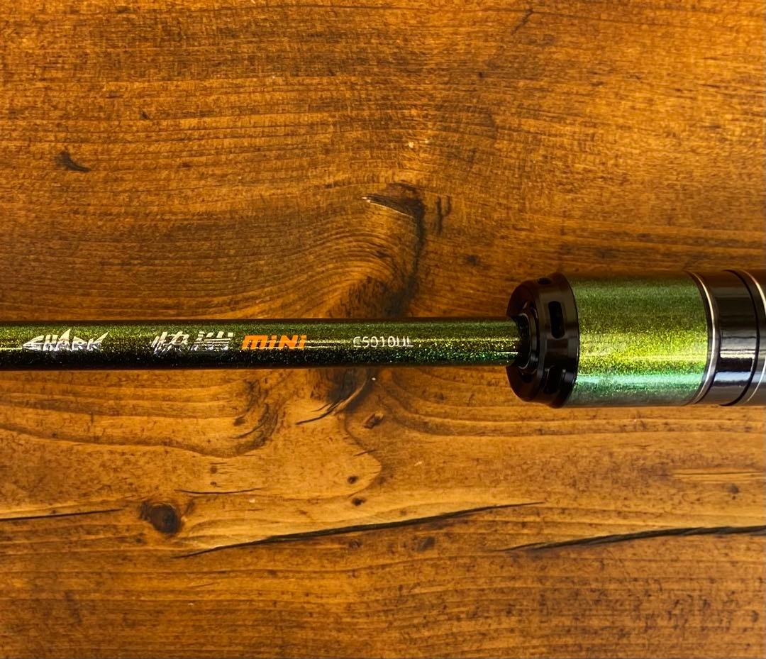 超コンパクト　トラウトロッド　5ft ベイトロッド グリーン　渓流釣り　テレスコ