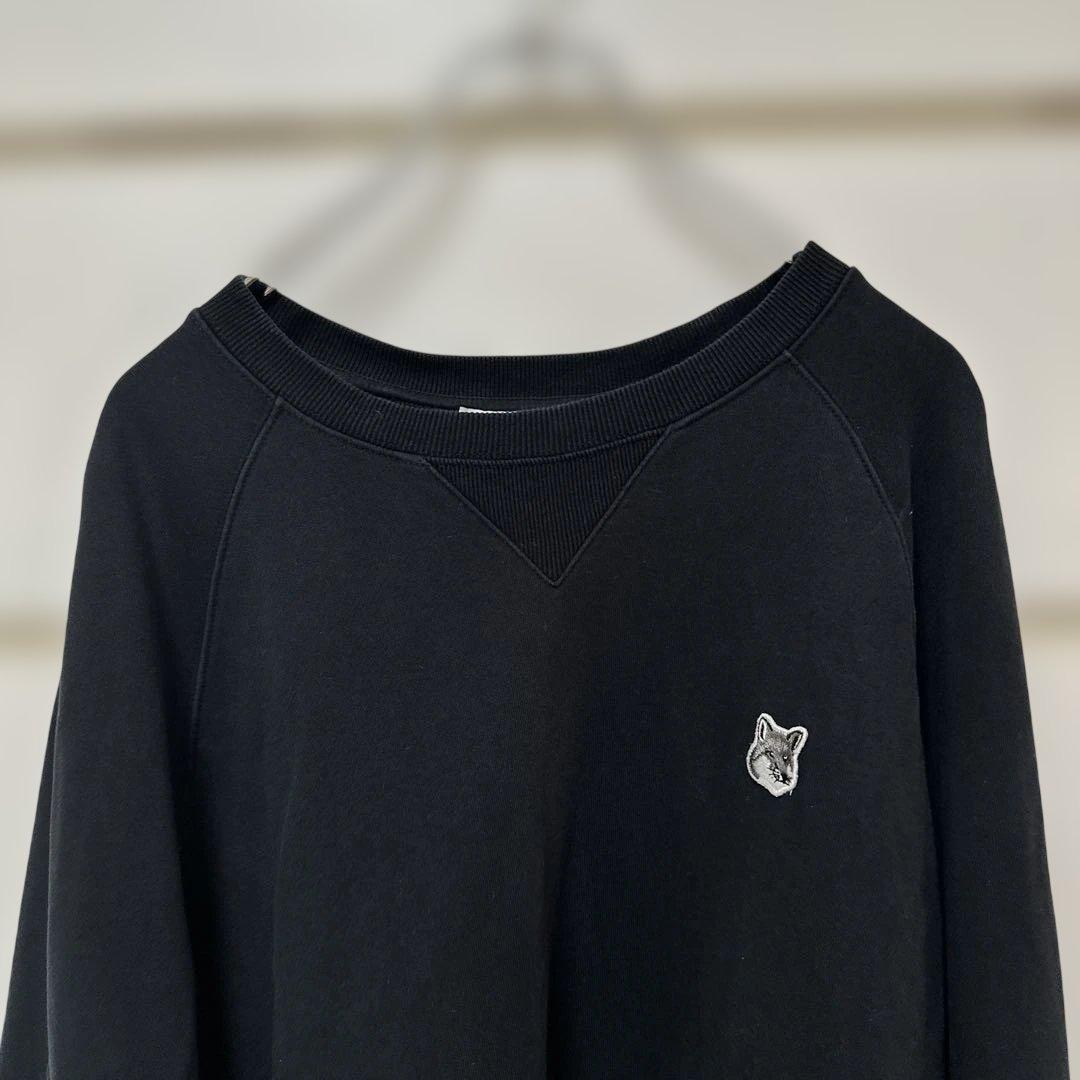メゾンキツネ スウェット トレーナー 黒 ワンポイント ロゴ 刺繍