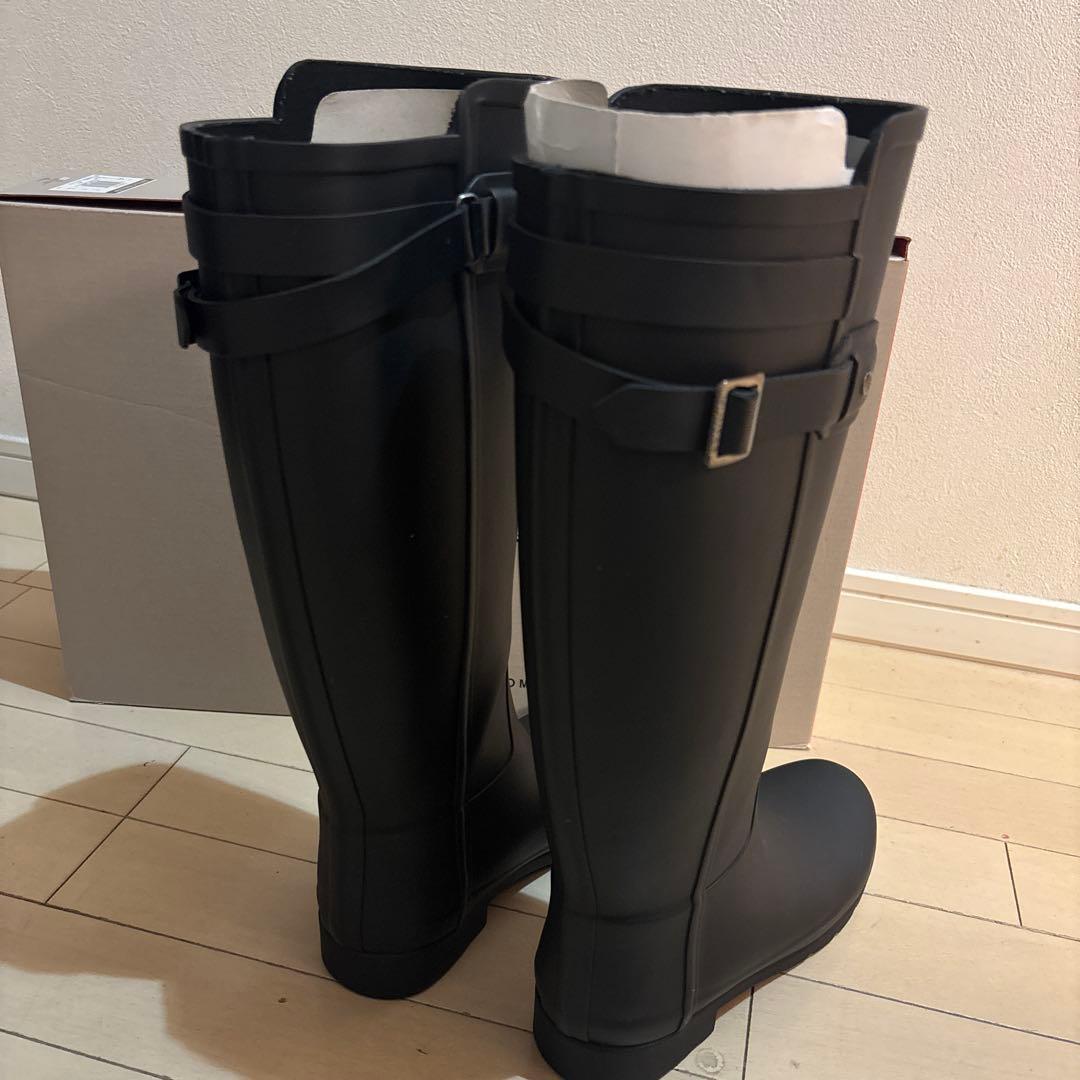 HUNTER ブラック ロングブーツ バックル付き　uk5