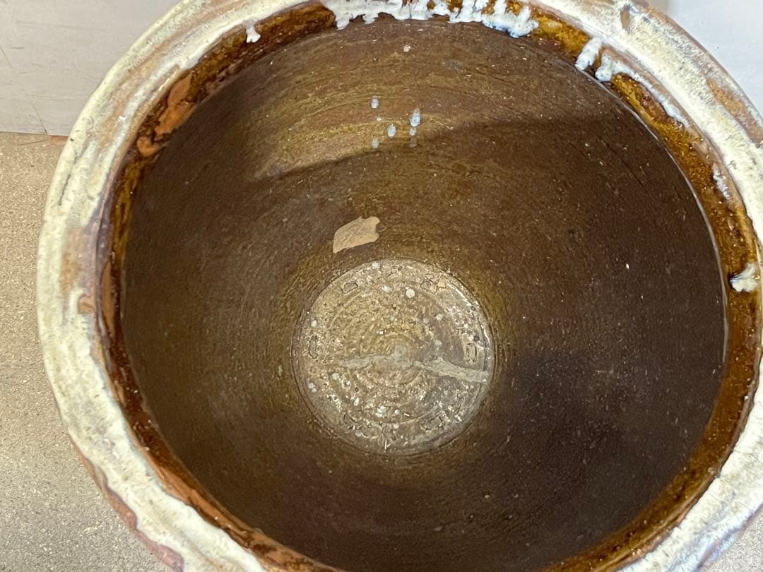 古い あがの焼の大瓶58cm甕 水鉢 睡蓮鉢 水槽 メダカ