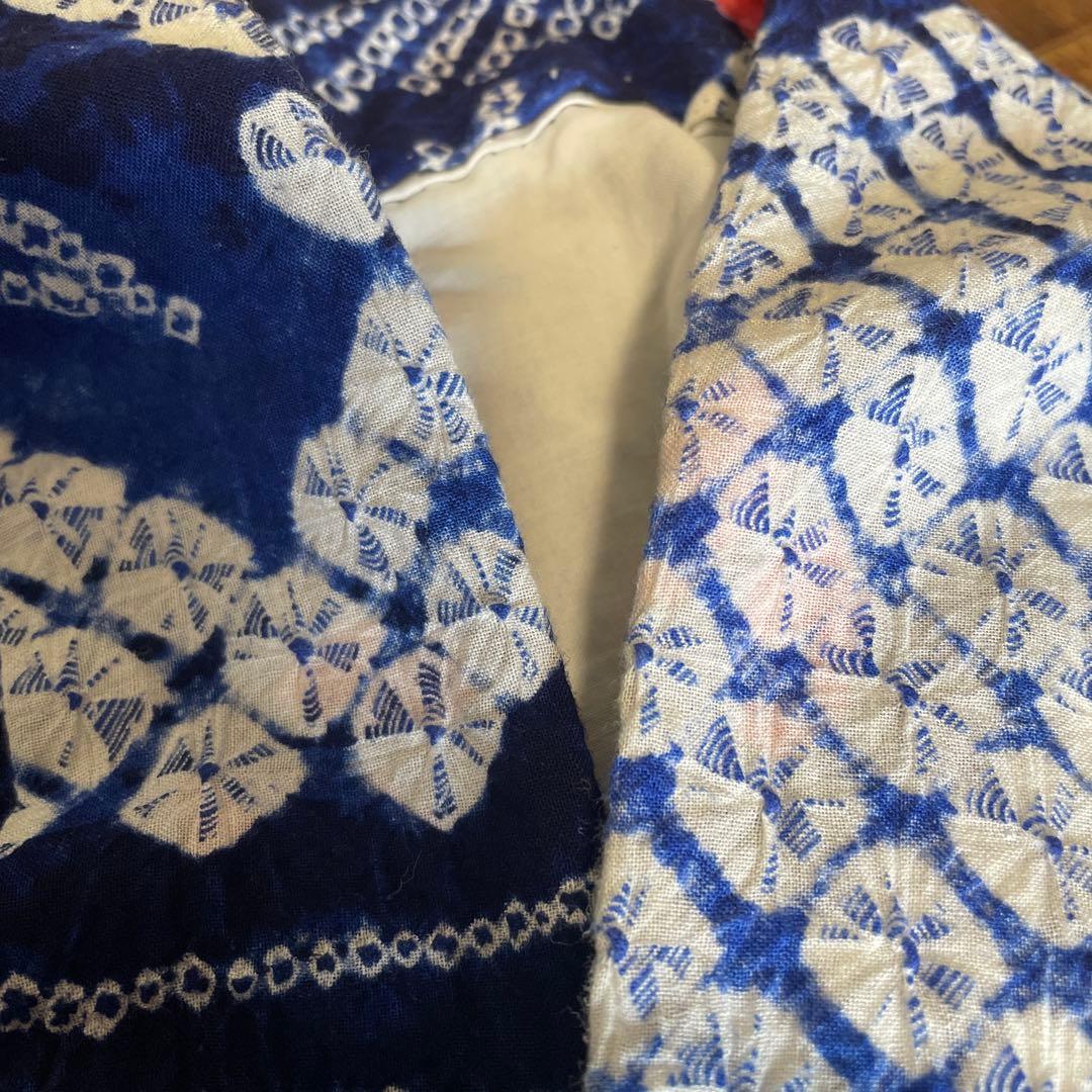 □夏涼浴衣　有松絞り　花柄　藍色　身丈約156.5cm