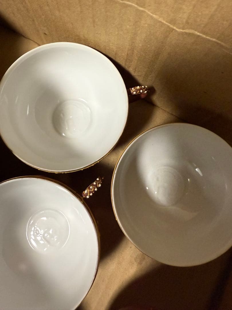 茶道具セット 赤色と金色の陶器製