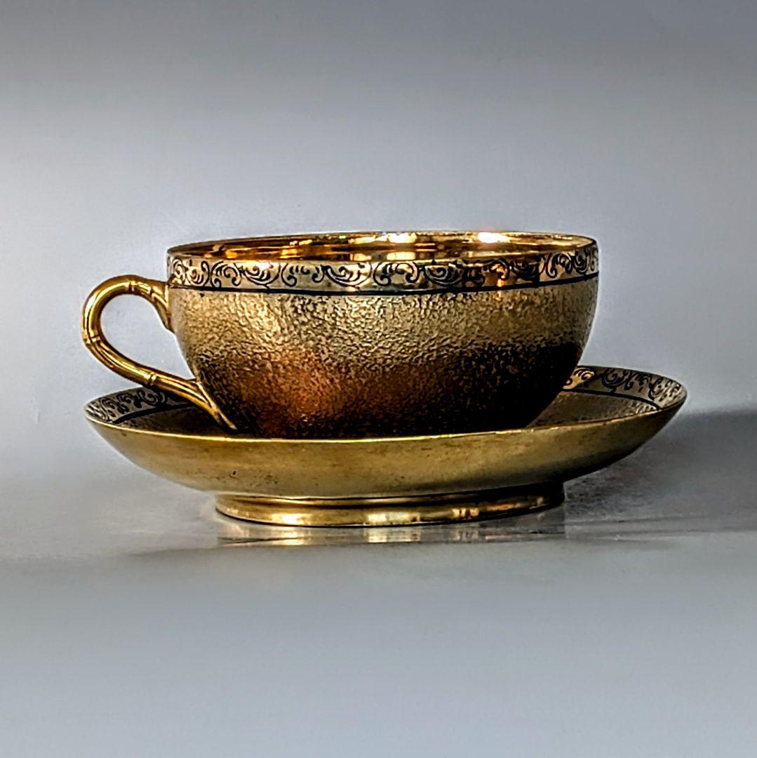 オールドニッポン 大銘品! 金彩エッチング クサラシ技法 カップ＆ソーサー